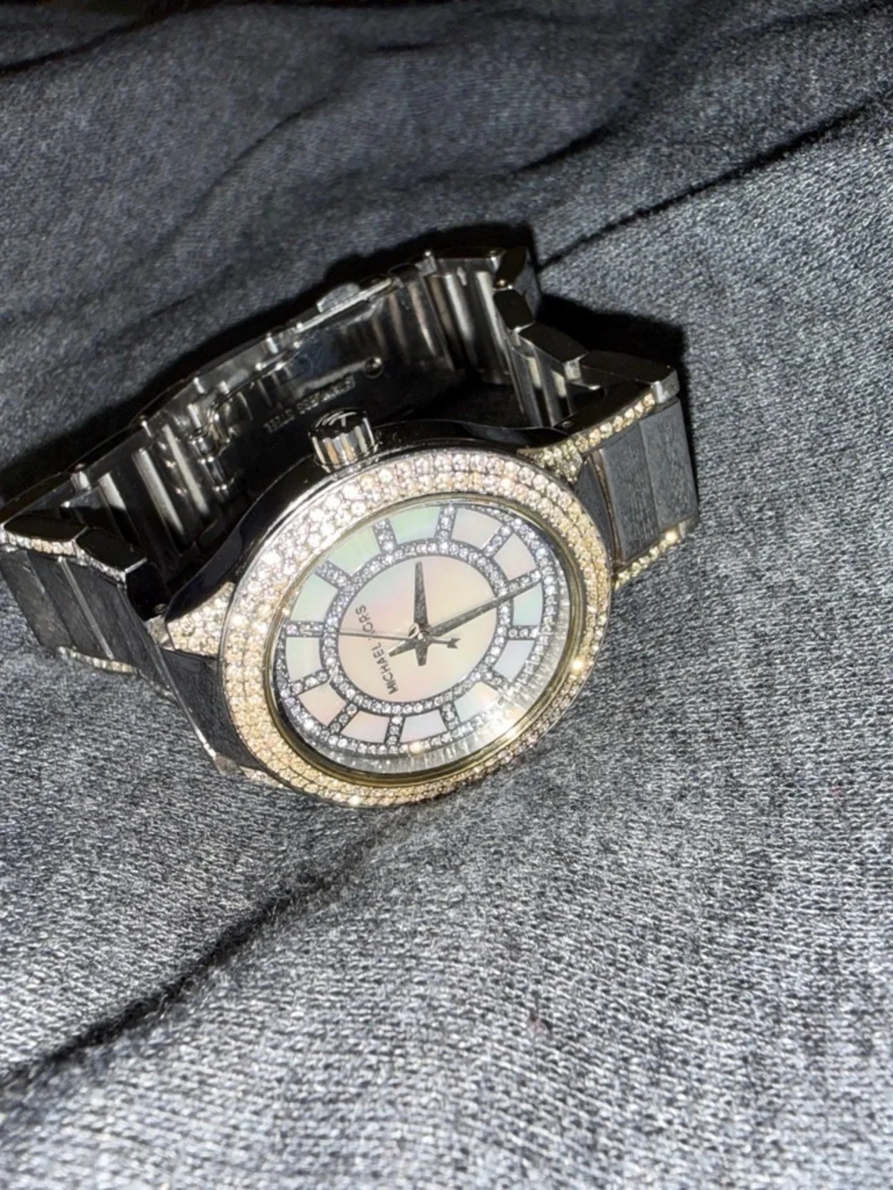 Michael Kors Silver and Mother-of-Pearl Crystal-Accent Women's Watch